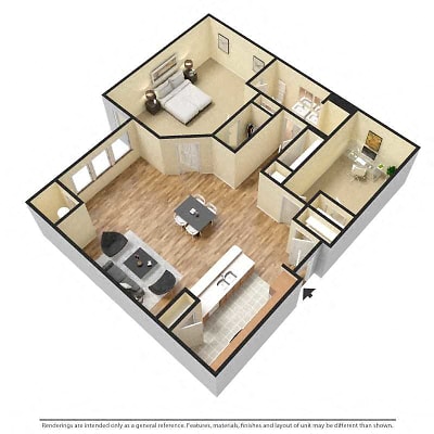Floor plan for 1 bed, 1 bath, 1173 sqft